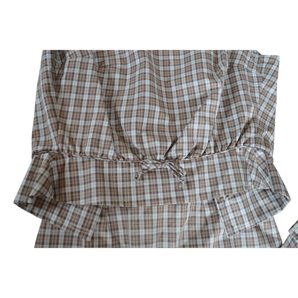 Vintage 60s Patty Woodard Brown Plaid Belted Skirt Set Juniors Size Small Coquet - Picture 15 of 16